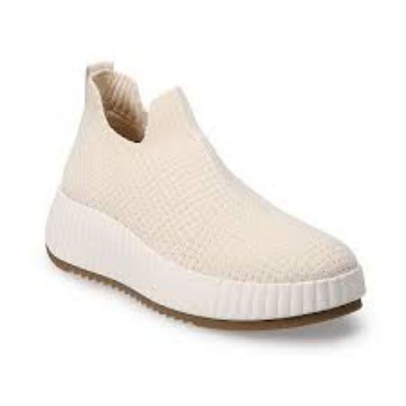Cream Slip-On Knit Sneakers - Picture 1 of 8